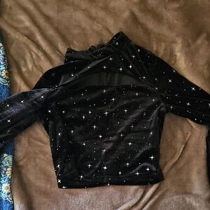 Black Velvet Star Print Top